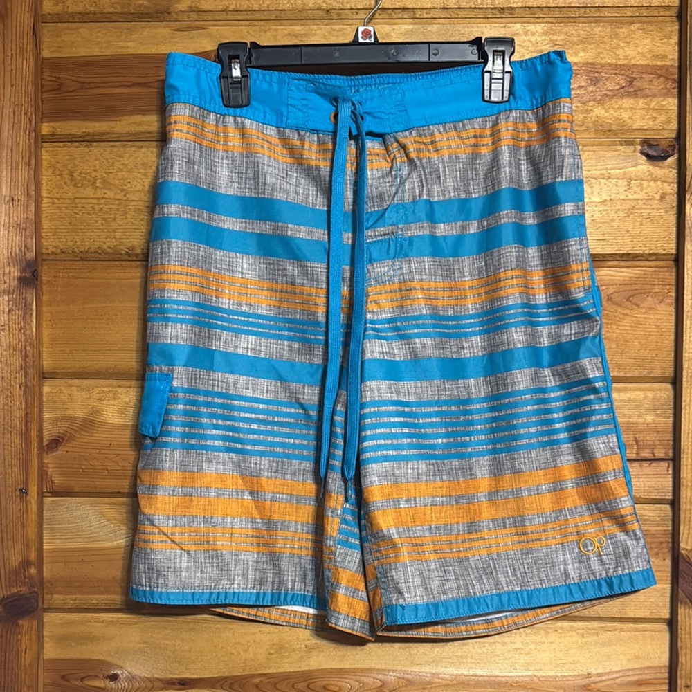 OP Blue and Orange Board Shorts Quick-Dry Swimwear. (Medium 32-34)
